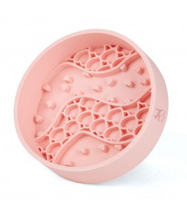 PoyPet Slow Feeder Dog Bowls,Silicone Puzzle Bowl for Slow Eating,Boredom and Anxiety Reducer,Suitable for All Breed Dogs,Pink