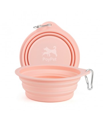 PoyPet Large Silicone Collapsible Dog Bowl 500 mL(Pink)