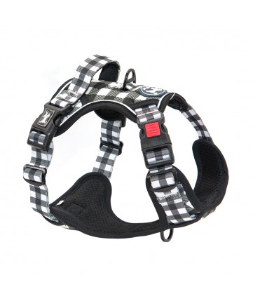 PoyPet  [Upgrated] No Pull Dog Harness  - 3M Reflective - 3 Snap Buckles (Grid )