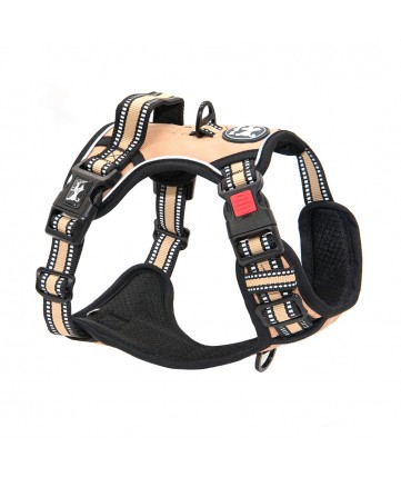 PoyPet [Upgrated] No Pull Dog Harness - 3M Reflective - [Release at Neck]  ( Khaki )
