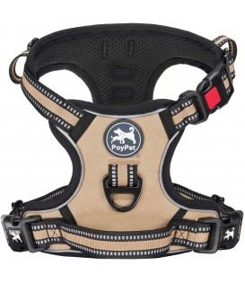 PoyPet [Upgrated] No Pull Dog Harness - 3M Reflective - [Release at Neck]  ( Khaki )
