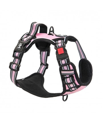 PoyPet [Upgrated] No Pull Dog Harness - 3M Reflective - [Release at Neck]  (Light  Pink )