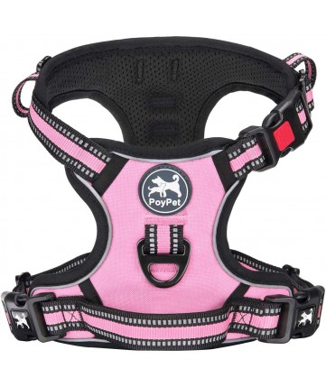 PoyPet [Upgrated] No Pull Dog Harness - 3M Reflective - [Release at Neck]  (Light  Pink )