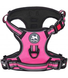 PoyPet [Upgrated] No Pull Dog Harness - 3M Reflective - [Release at Neck] ( Pink )