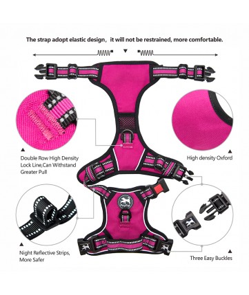 PoyPet [Upgrated] No Pull Dog Harness - 3M Reflective - [Release at Neck]  ( Fushsia )