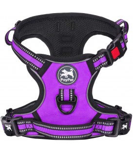PoyPet [Upgrated] No Pull Dog Harness - 3M Reflective - [Release at Neck] ( Purple )