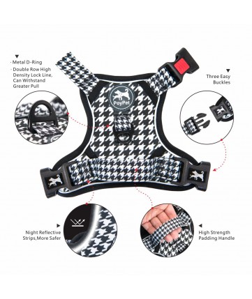PoyPet  [Upgrated] No Pull Dog Harness  - 3M Reflective - 3 Snap Buckles (Houndstooth)