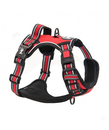 PoyPet [Upgrated] No Pull Dog Harness - 3M Reflective - [Release at Neck] (Red )