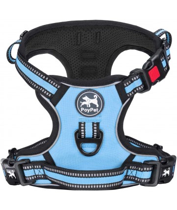 PoyPet [Upgrated] No Pull Dog Harness - 3M Reflective - [Release at Neck] ( Light Blue )