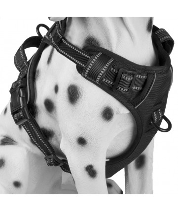 PoyPet 3M Reflective -Easy Control- No Pull Dog Harness (Black)