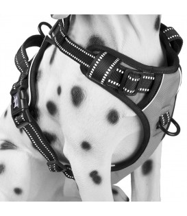 PoyPet 3M Reflective -Easy Control- No Pull Dog Harness (Grey)