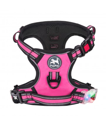 PoyPet LED Flashing Light - No Pull Dog Harness ( Pink )