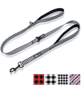 PoyPet 5 Feet Printed Dog Leash with Car Seat Belt (Houndstooth)