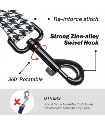 PoyPet 5 Feet Printed Dog Leash with Car Seat Belt (Houndstooth)