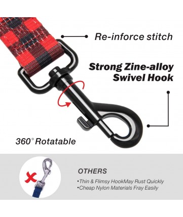 PoyPet 5 Feet Printed Dog Leash with Car Seat Belt (Checkered Red)