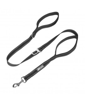 PoyPet  3M Reflective 5 Feet Dog Leash with Car Seat Belt (Black)