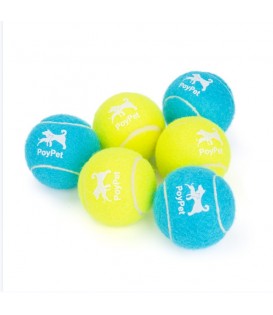 PoyPet Tennis Ball Dog Toys, Interactive Dog Chew Toy（Blue & Green）