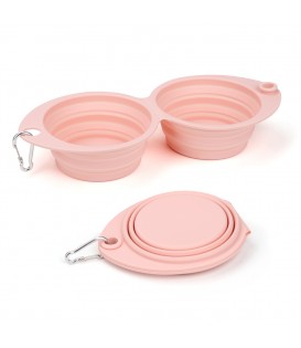 PoyPet Collapsible Dog Bowls for Travel,Portable Water Bowl for Dogs Cats Pet(Pink)
