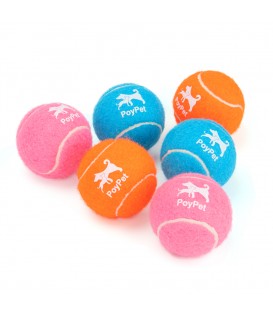 PoyPet Tennis Ball Dog Toys, Interactive Dog Chew Toy（Blue & Orange & Pink）