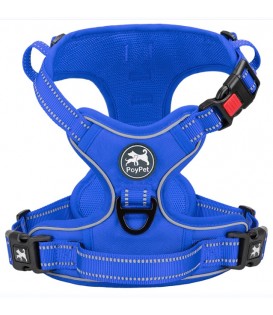 PoyPet  No Pull Dog Harness Lockable - 2 Metal Front & Back Leash Hooks  ( Royal Blue )