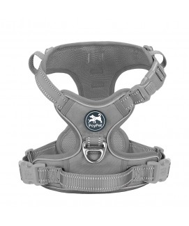 PoyPet No Pull Dog Harness Lockable - 2 Metal Front & Back Leash Hooks (Gary )
