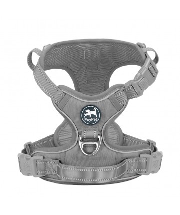PoyPet No Pull Dog Harness Lockable - 2 Metal Front & Back Leash Hooks (Gary ) PoyPet No Pull Dog Harness Lockable - 2 Metal Front & Back Leash Hooks (Gary )